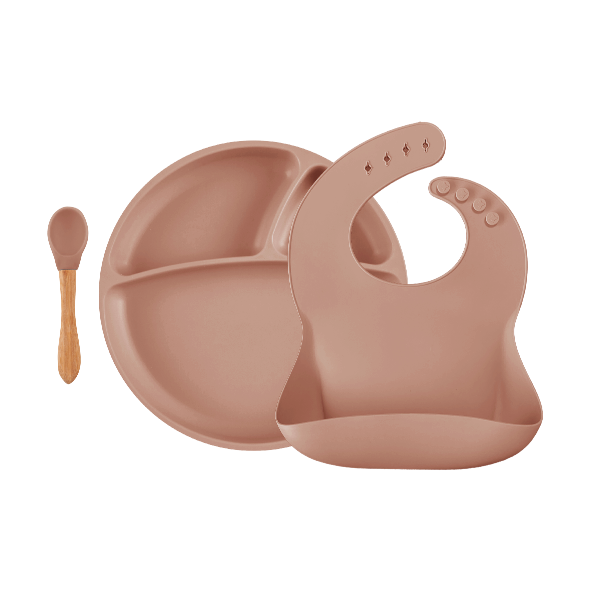 MinikOiOi BLW SET II Silicone Feeding Set (Bib+Plate+Spoon)